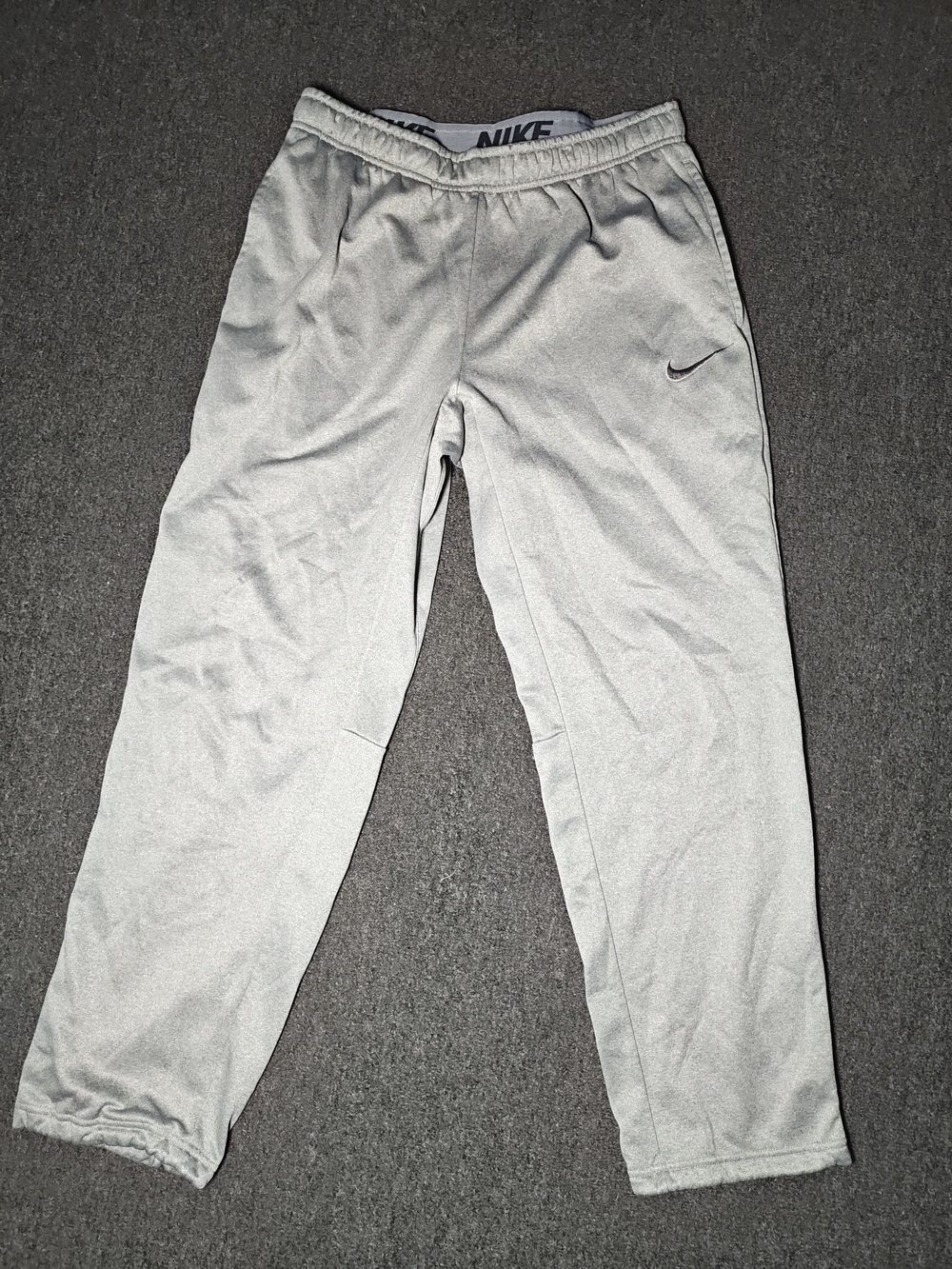 Nike Light Gray Athletic Sweatpants with Swoosh Mens Size Large